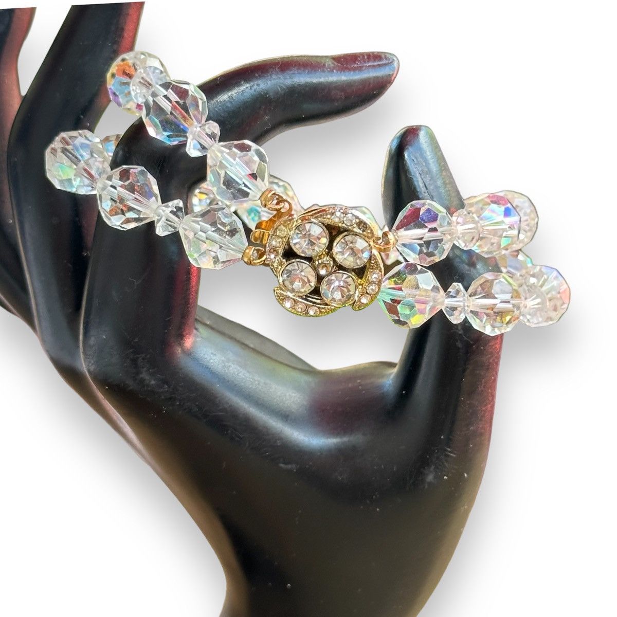 Vintage Vintage doubled Aurora Borealis Crystal bead bracelet Size ONE SIZE - 2 Thumbnail