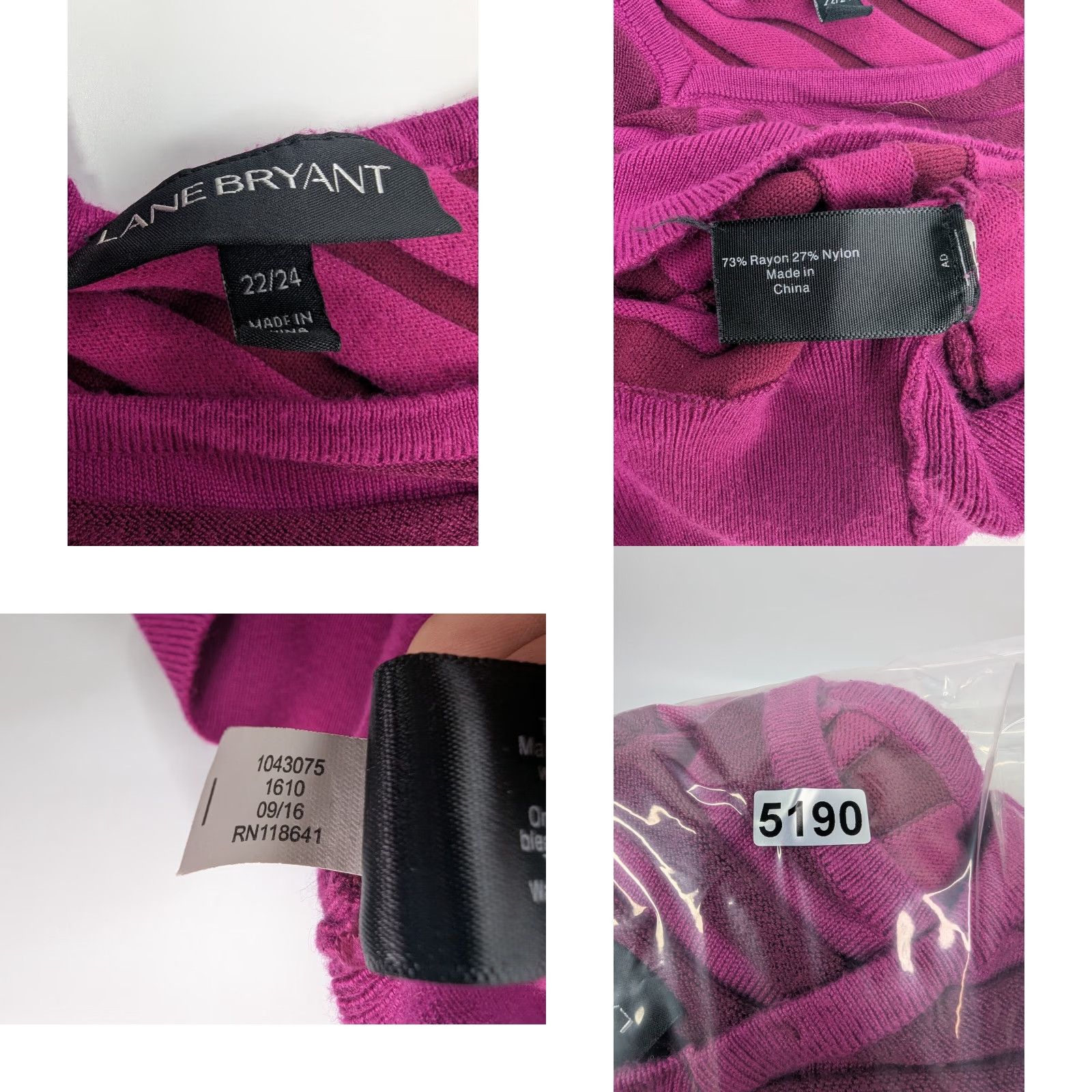 Vintage VINTAGE Lane Bryant Sweater Womens Plus Size 22/24 Magenta Purple Cheveron Stripe Lightweight Knit 73% rayon 27% nylon Womens Size 3XL / US 20-22 - 8 Thumbnail