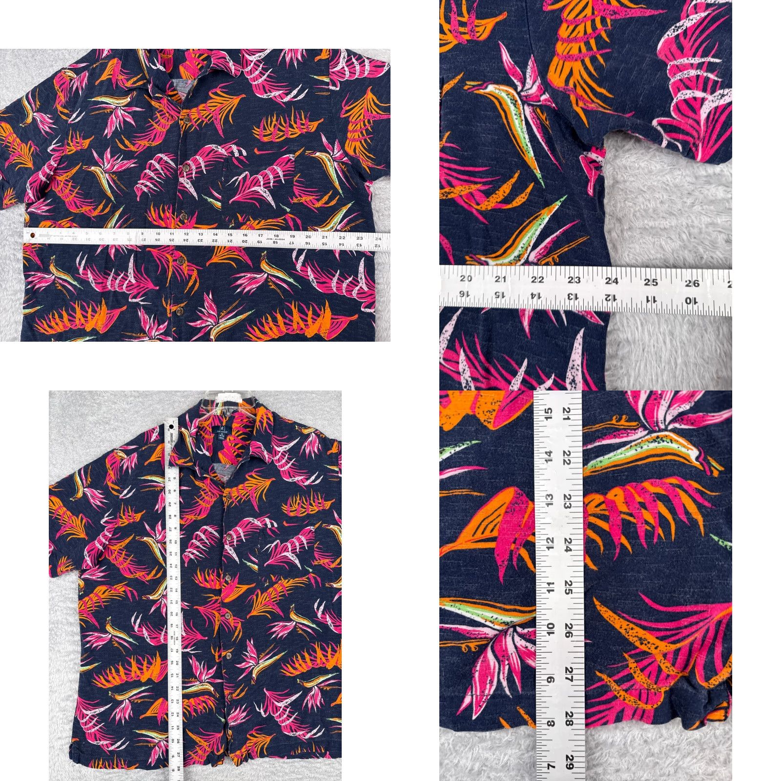 George George Hawaiian Shirt Mens XL Blue Floral Bird of Paradise Button-Up Rayon Size US XL / EU 56 / 4 - 8 Thumbnail