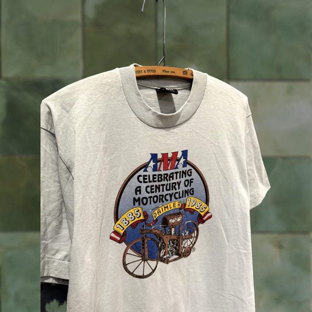 Fruit Of The Loom VINTAGE AMA 100th Anniversary Motorcycle Gray Tee Shirt L Large Cotton United States 1980s Men Womens Boys Girls Size US L / EU 52-54 / 3 - 1 Thumbnail