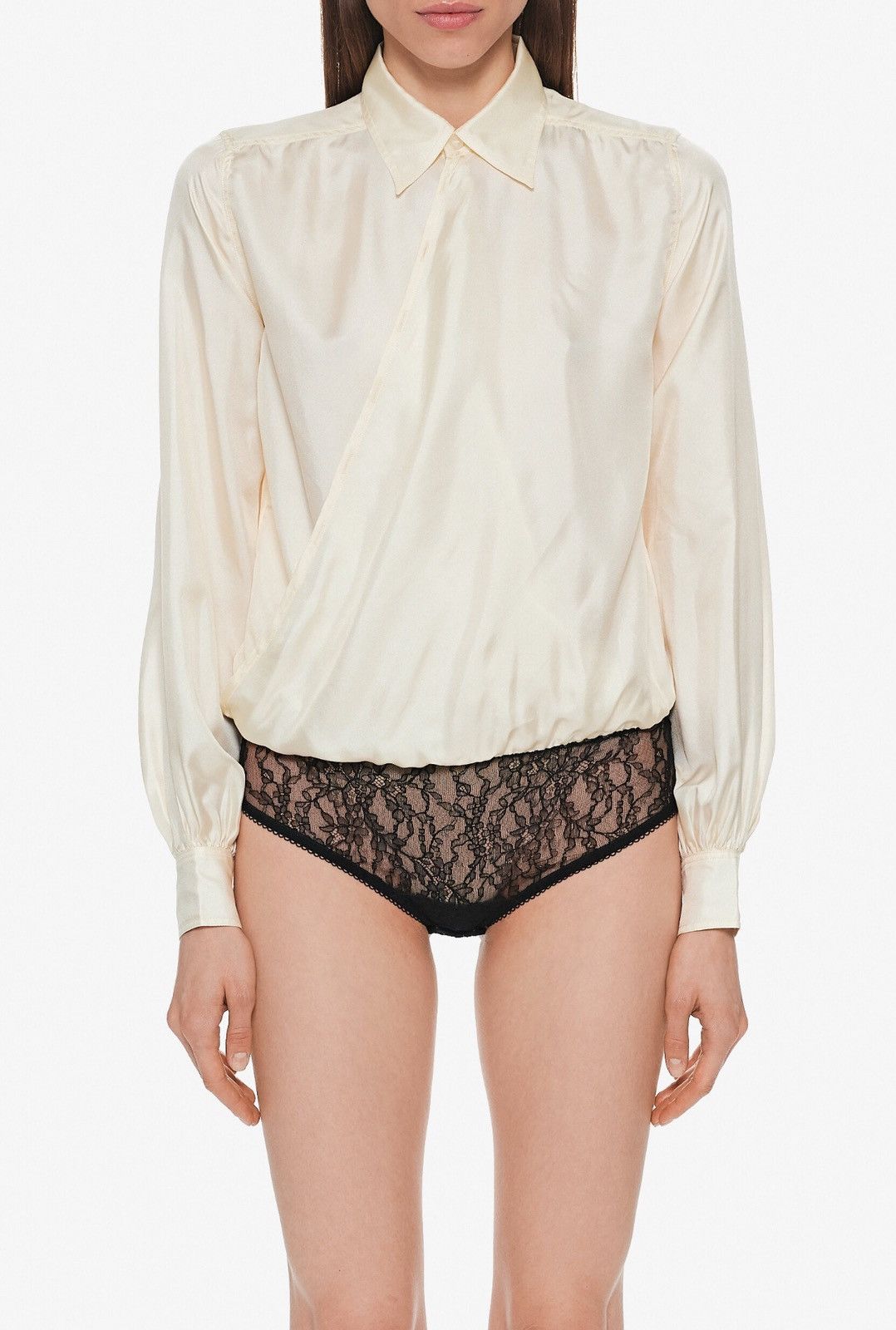 Last Enfants Riches Deprimes Secretary Shirt in Beige Silk