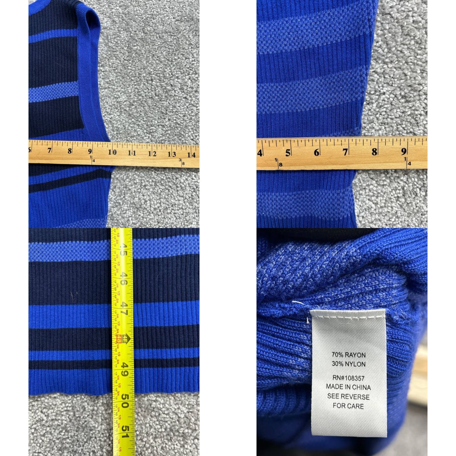 Vintage Evereve Dress Maxi Womens XS Blue Knit Stripes Side Slit Crew Neck Casual Size XS / US 0-2 / IT 36-38 - 8 Thumbnail