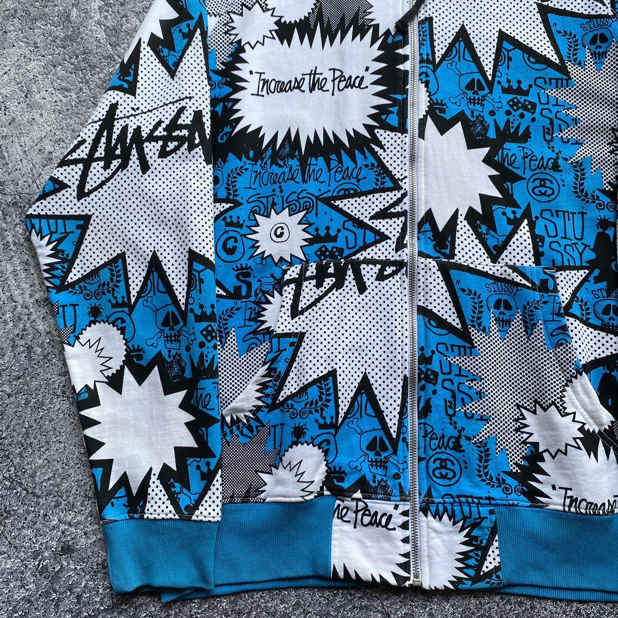 Stussy Vintage STUSSY “Increase The Peace” Zip Up Hoodies Size US L / EU 52-54 / 3 - 5 Thumbnail