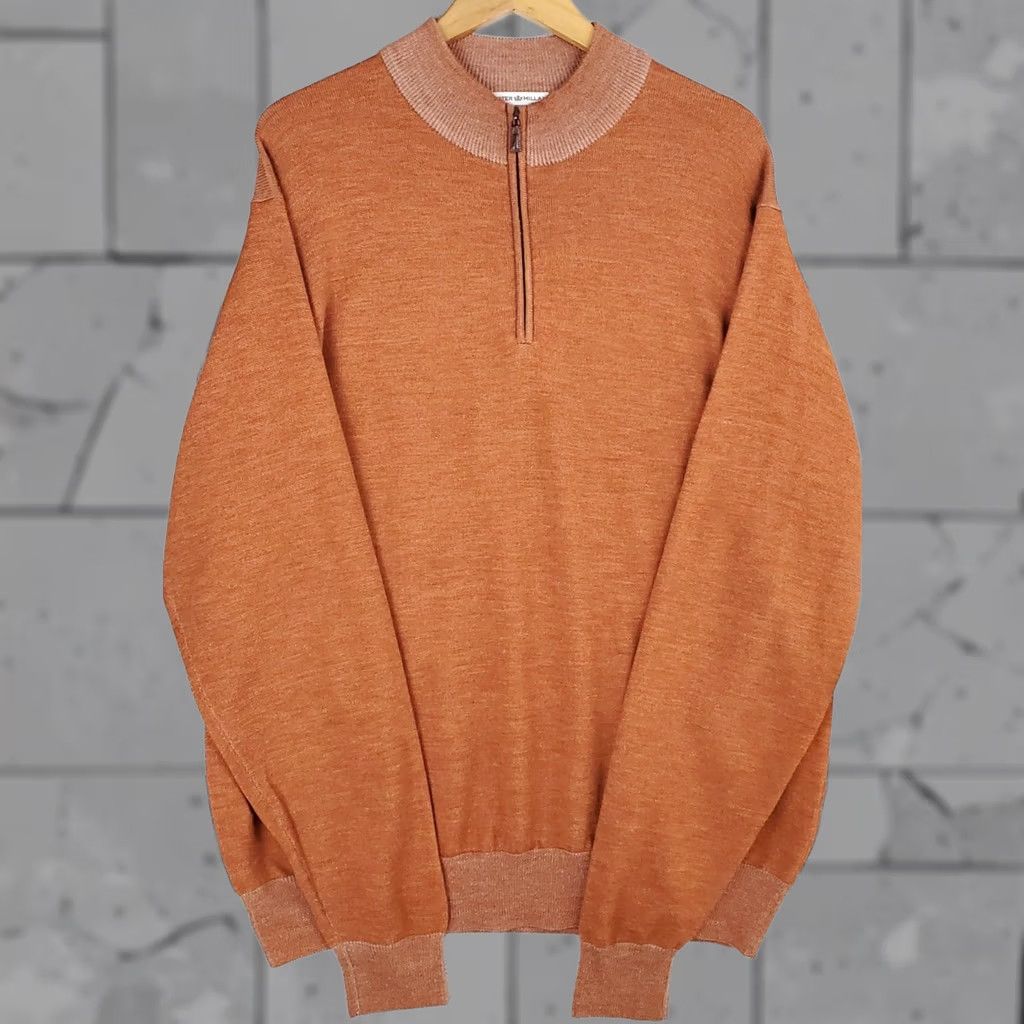 Peter Millar Peter Millar 100% Extrafine Merino Wool 1/4 Zip Sweater XL Pullover Burnt Orange Golf Mens Size US XL / EU 56 / 4 - 1 Thumbnail