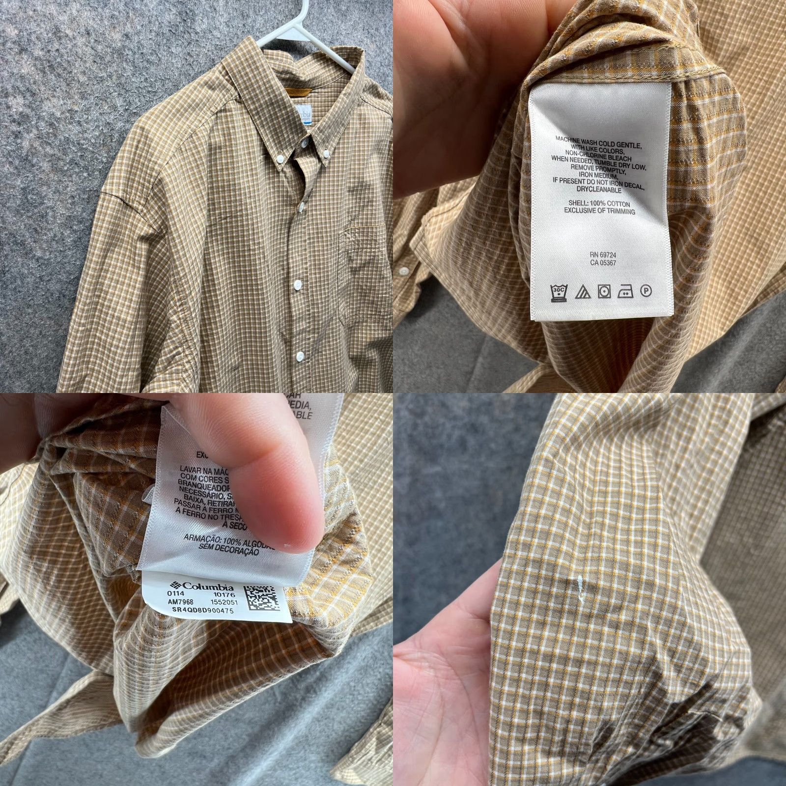 Vintage Columbia Shirt Men XL Khaki Button Down Tan Beige Rapid River II Outdoors Pockets Size US XL / EU 56 / 4 - 8 Thumbnail