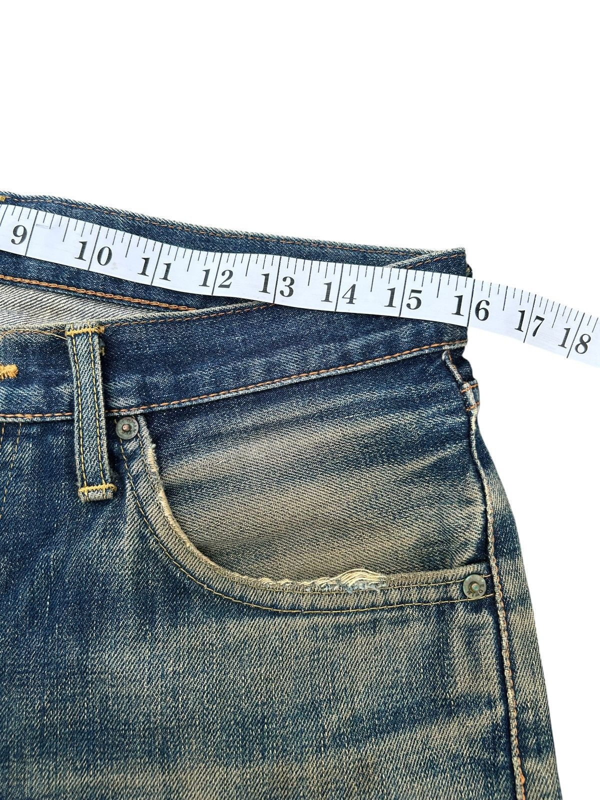 Kapital VINTAGE EDWIN 505X SELVEDGE RUSTY DISTRESSED DENIM JEANS Size US 32 / EU 48 - 20 Thumbnail