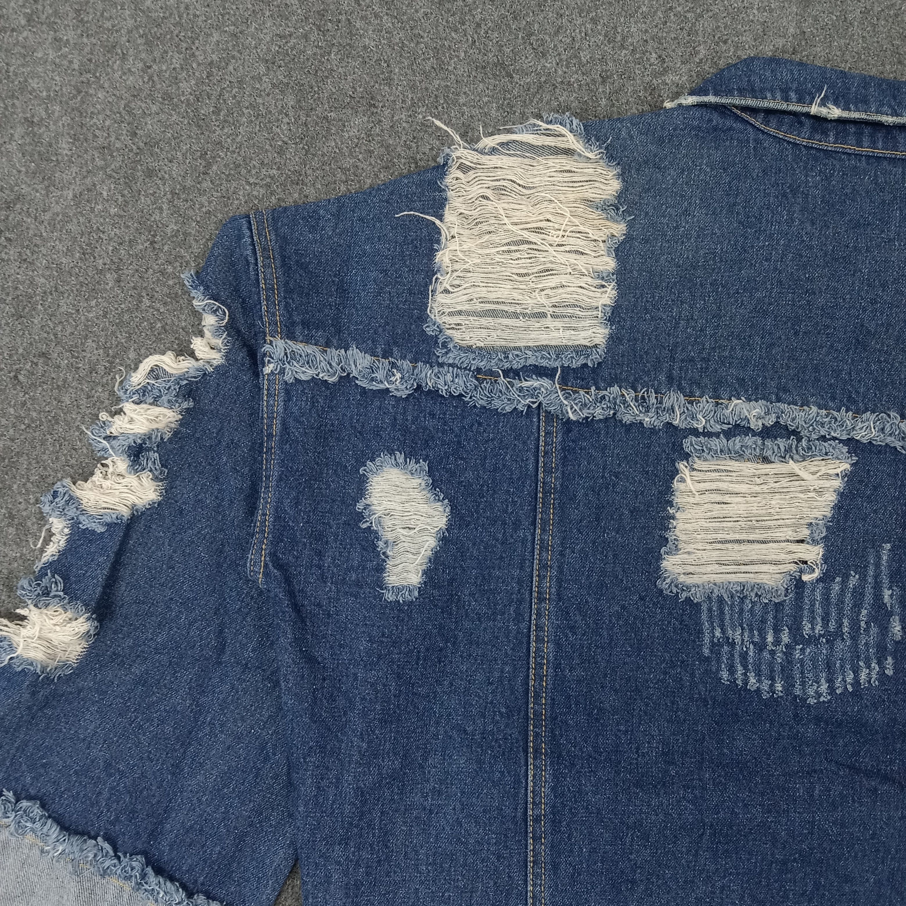 For All To Envy ENVYM Designer Sleeve Raw Hem Ripped Denim Jacket C266N20 Size US L / EU 52-54 / 3 - 6 Thumbnail