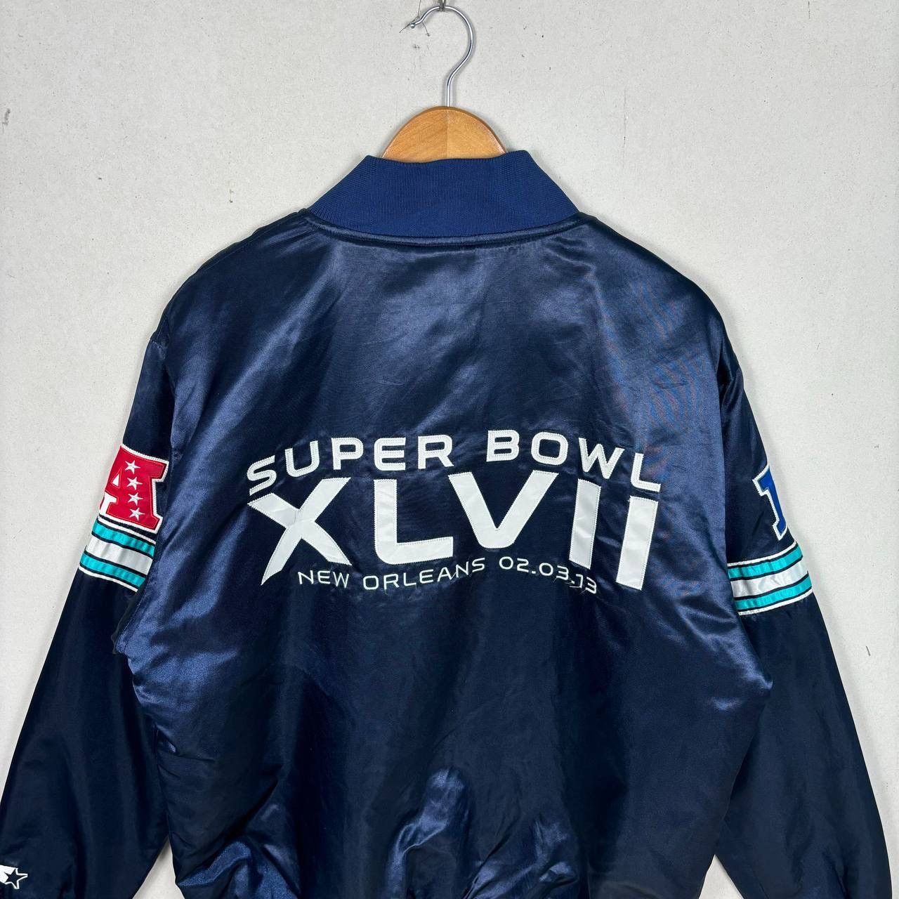 Starter Starter Super Bowl XLVII Quilt Satin Bomber Jacket Size US L / EU 52-54 / 3 - 4 Thumbnail