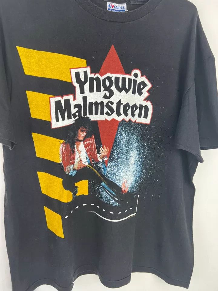 Vintage YNGWIE MALMSTEEN Tshirt 1990 Vintage Size US XL / EU 56 / 4 - 2 Thumbnail