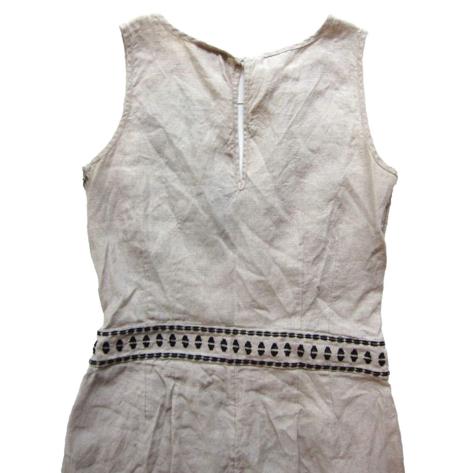 Ann Taylor Ann Taylor Loft Romper One-Piece Women XS Linen Embroidered Sleeveless V-Neck Pockets 100% Linen Beige Brown Embroidered Romper Women 00 Size 26" / US 2 / IT 38 - 5 Thumbnail