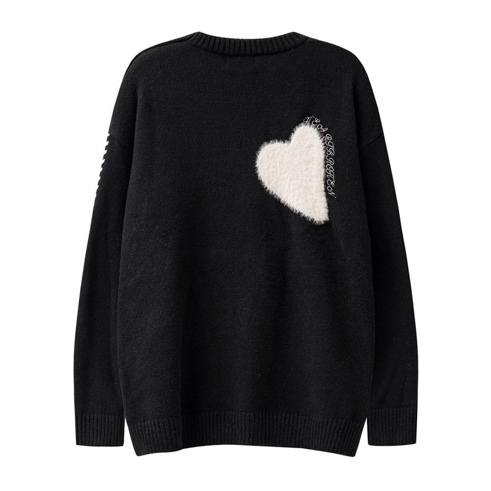 Japanese Brand × Vintage Heart embroidered round neck loose knitted sweater Size US L / EU 52-54 / 3 - 2 Thumbnail