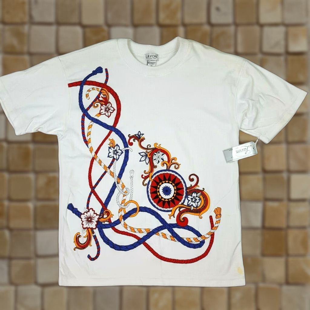 Vintage VINTAGE Lavon Art Men's T-Shirt White Rope Nautical 90s RegAL Nautical T Shirt XS? Size US M / EU 48-50 / 2 - 1 Thumbnail