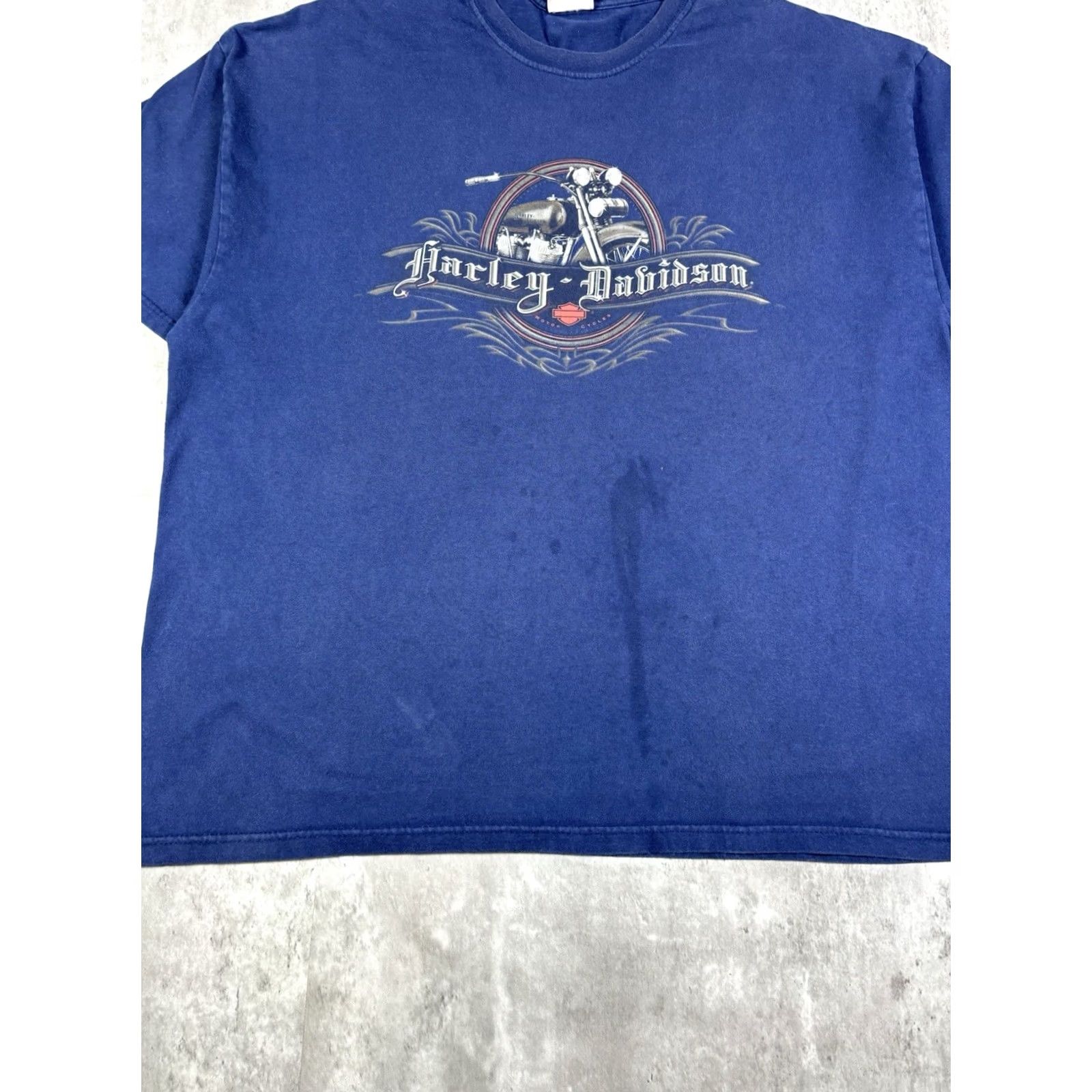 Harley Davidson VINTAGE Harley-Davidson T-Shirt 2XL Crew Neck Blue Graphic Print Biker Motorcycle USA Men Size US XXL / EU 58 / 5 - 2 Thumbnail