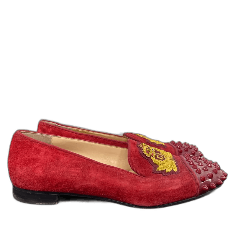 Balenciaga Red Suede Embellished Slip-On Shoes Size US 7 / IT 37 - 1 Thumbnail