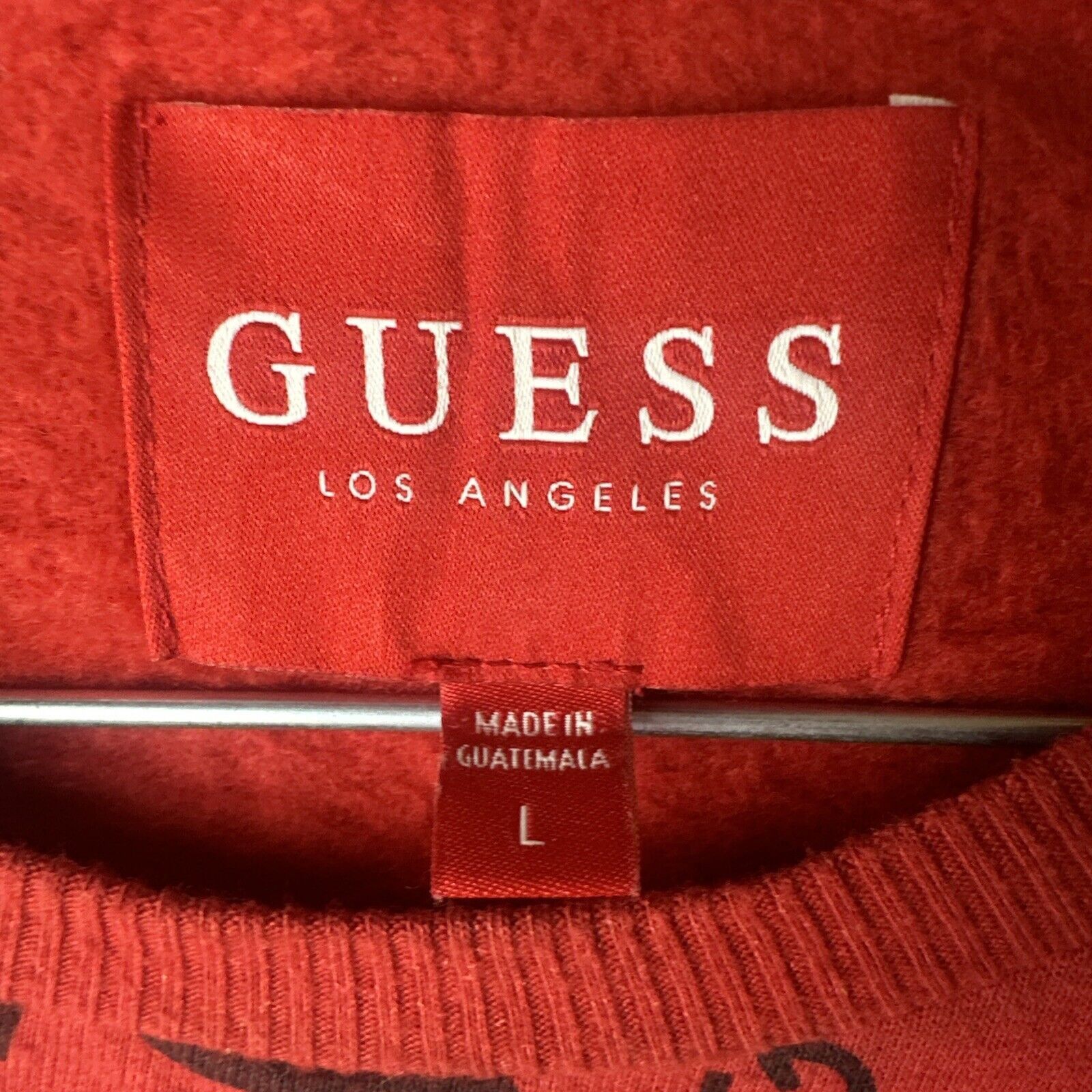 Guess Guess Womens Red Crewneck All Over Logo Pullover Size L Size L / US 10 / IT 46 - 2 Thumbnail