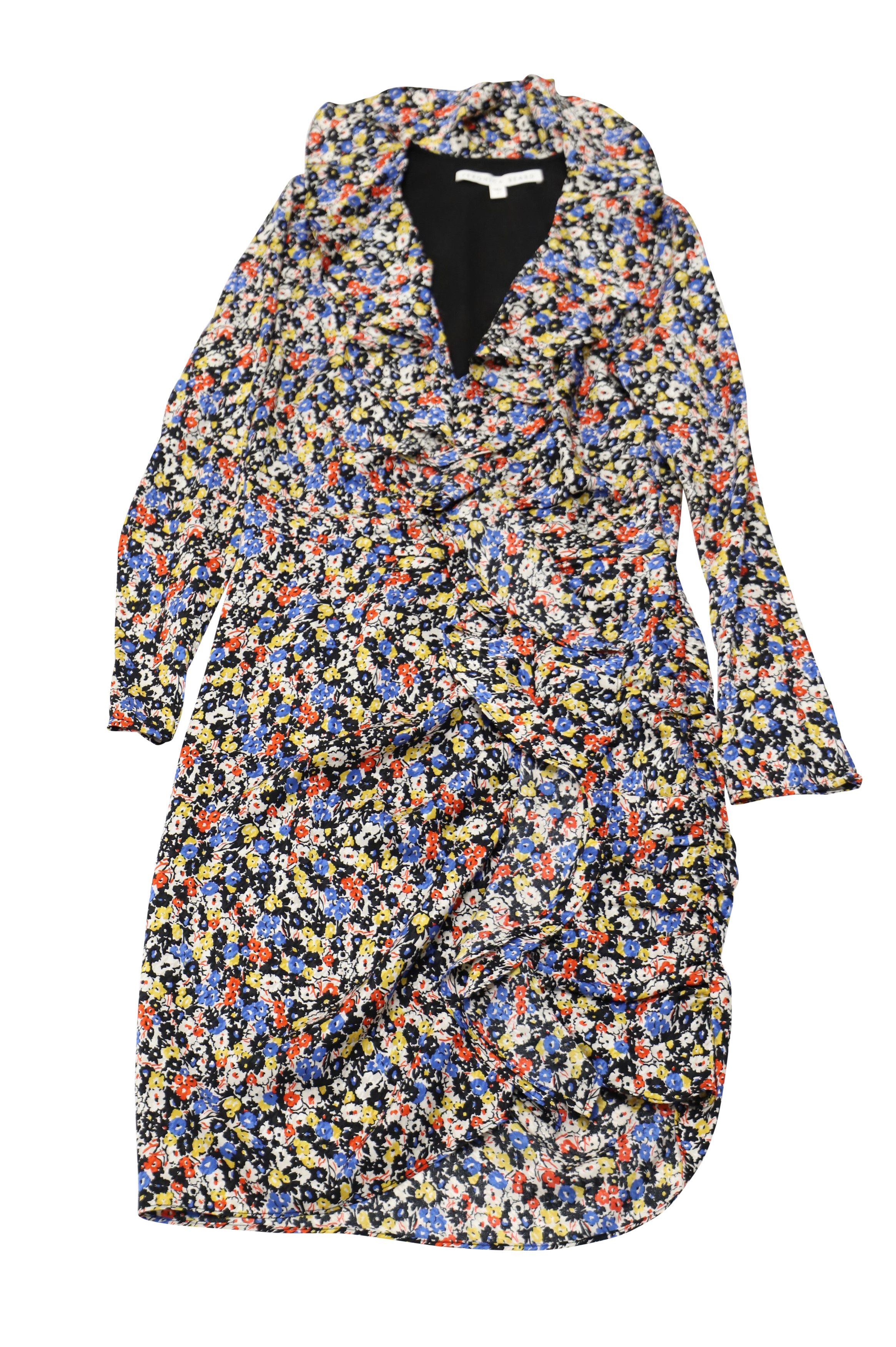 Veronica Beard Veronica Beard Minna Ruffled Wrap Dress in Floral Print Silk Size XS / US 0-2 / IT 36-38 - 1 Thumbnail