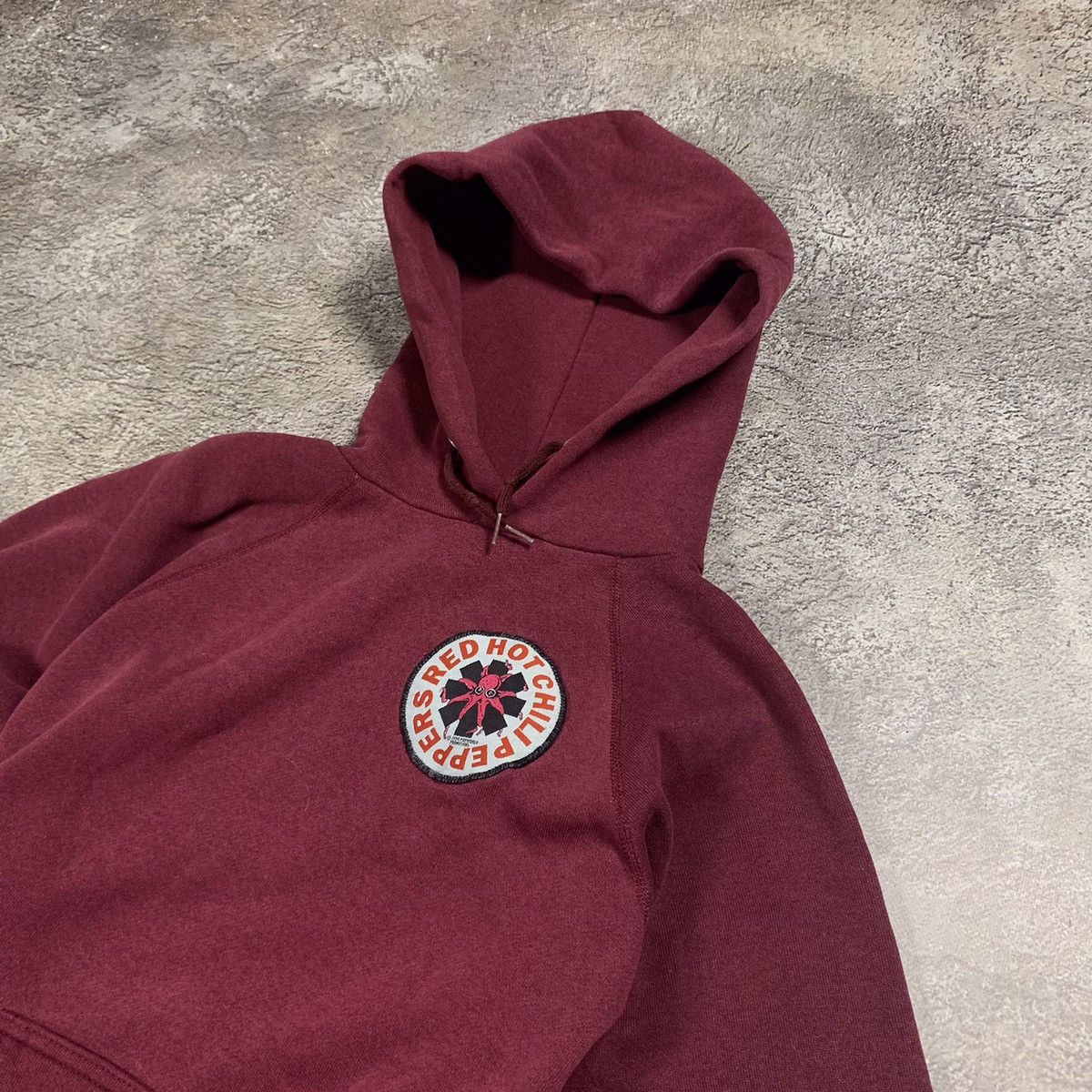Vintage Vintage 90s Burgundy Graphic Hoodie Streetwear Skate Boxy M Size US M / EU 48-50 / 2 - 3 Thumbnail