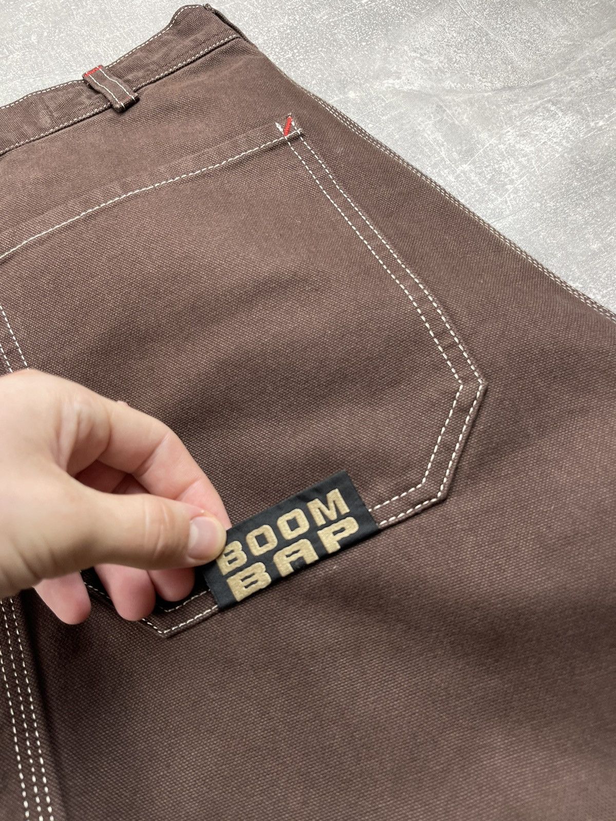 Other Boom Bap Y2K RAP Stitch Detail Heavy Cotton Wide Brown Pants Size US 31 - 15 Thumbnail
