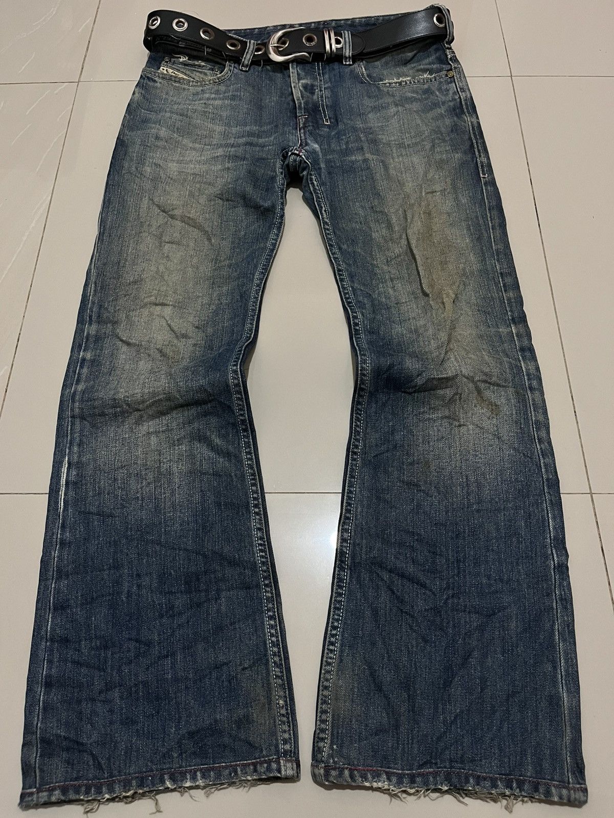 archive grunge fade flare denim pants archive grunge fade denim