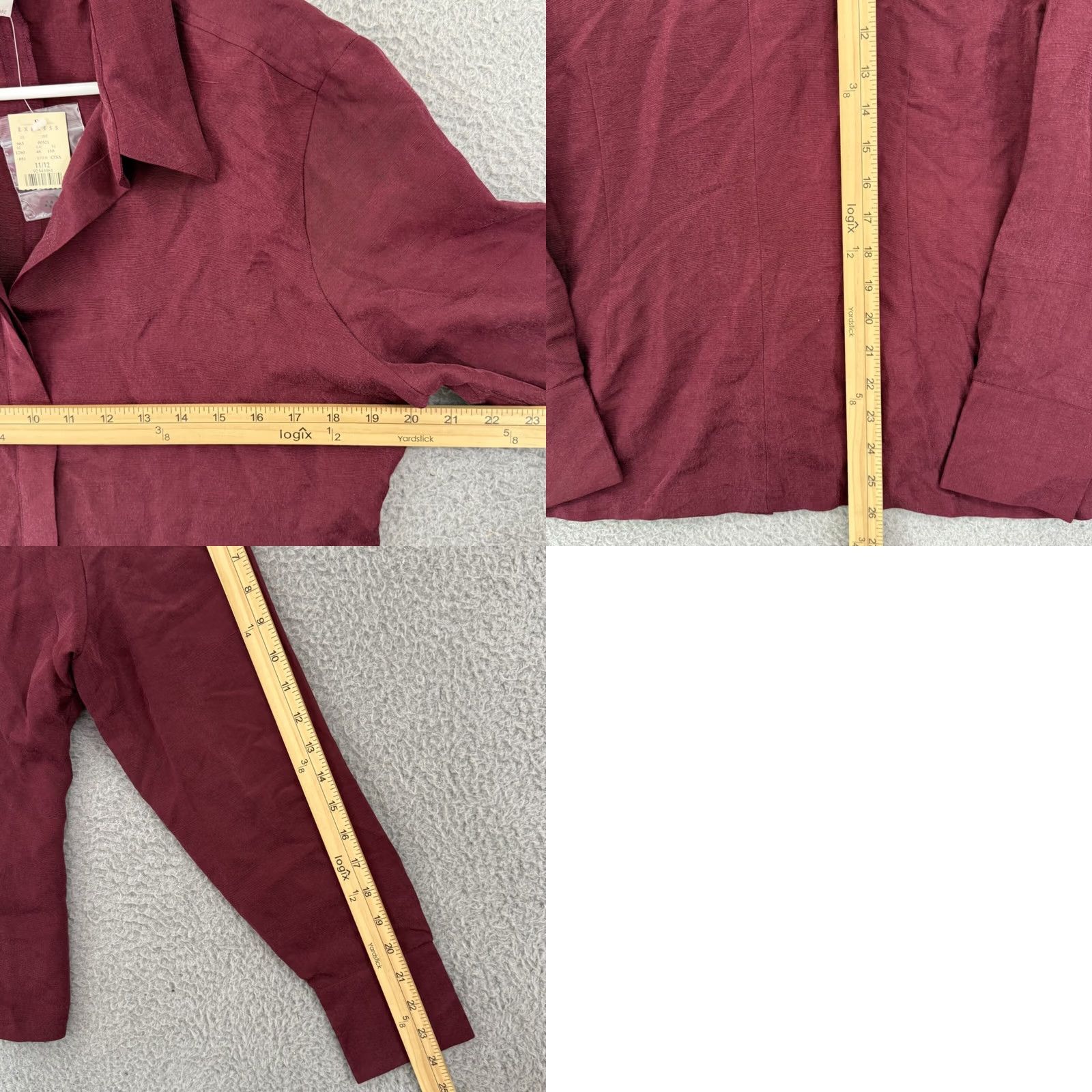 Express VTG Express Shirt Womens 11/12 Silk 90s Button Up NWT Red Size XL / US 12-14 / IT 48-50 - 8 Thumbnail