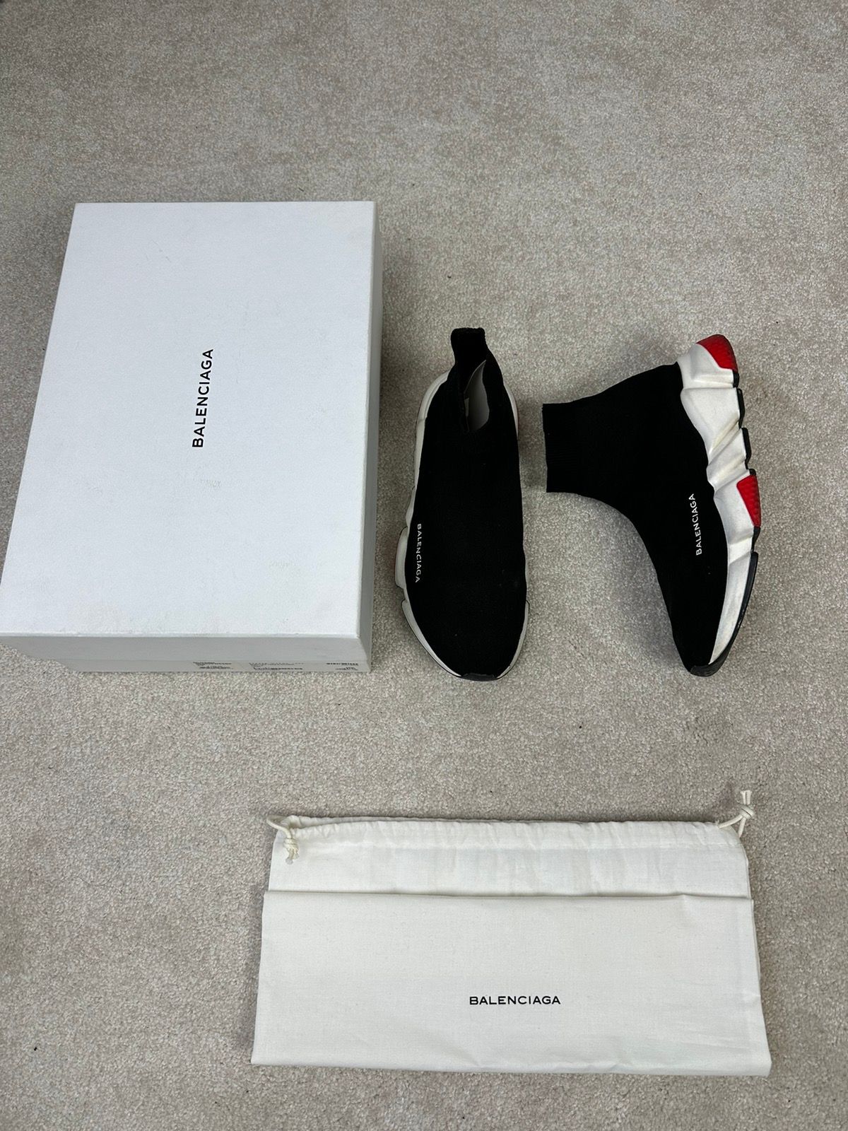 Pre-owned Balenciaga Speed Runner Bk/rd Sz41(fits 9us) Shoes In Black