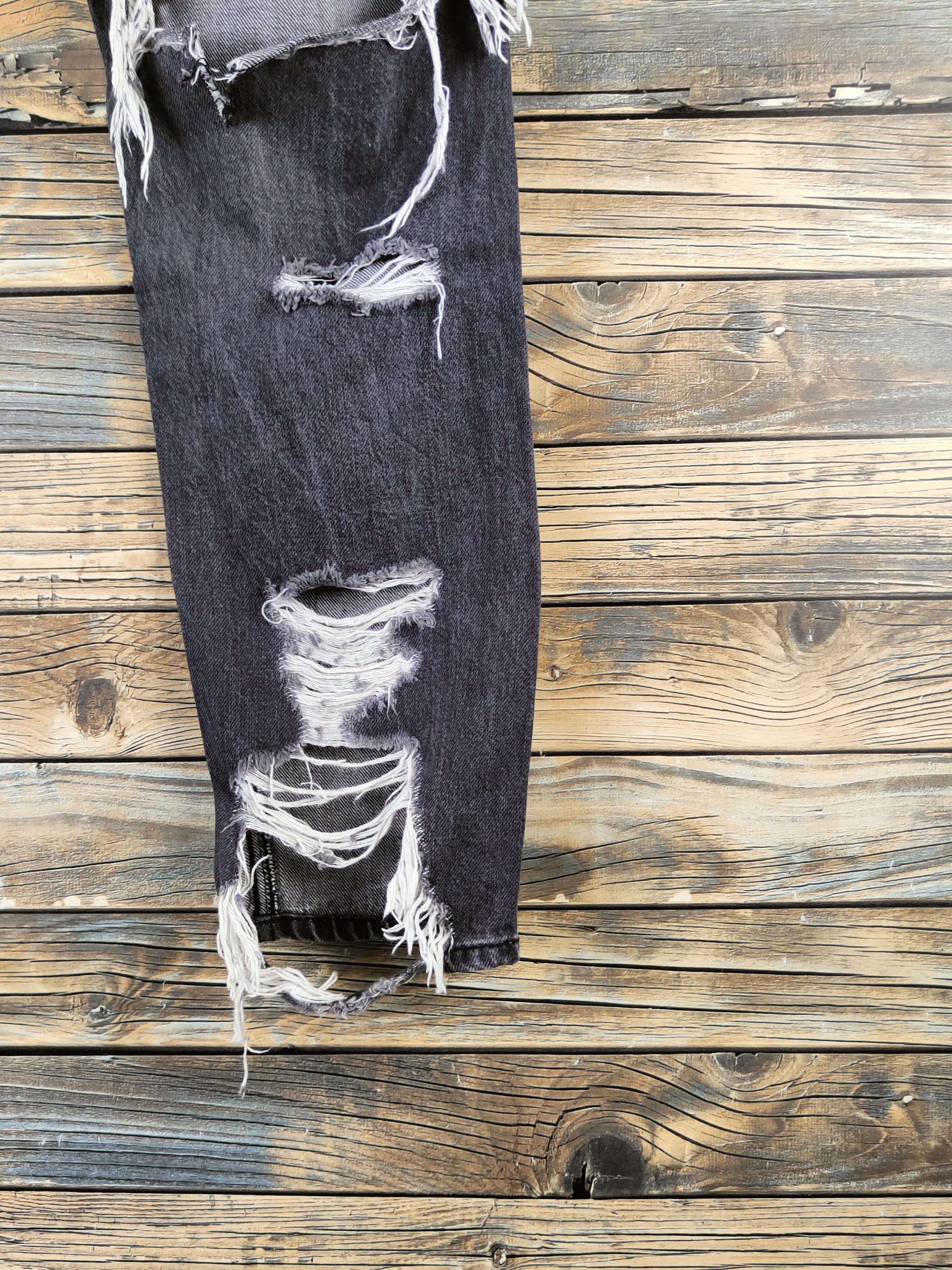 Japanese Brand DL Rasvoa Black Distressed Ripped Skinny Jeans #46-965 Size US 28 / EU 44 - 12 Thumbnail