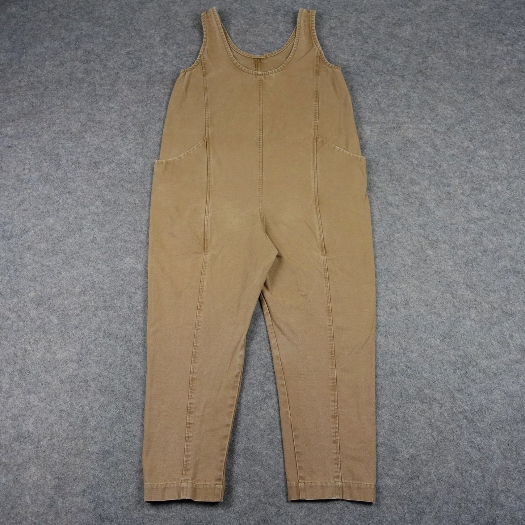 Vintage Elizabeth Suzann Jumpsuit Womens XS Brown Cropped Utility Overalls Pockets Farm Sleeveless Twill 100% Cotton Size 26" / US 2 / IT 38 - 7 Thumbnail