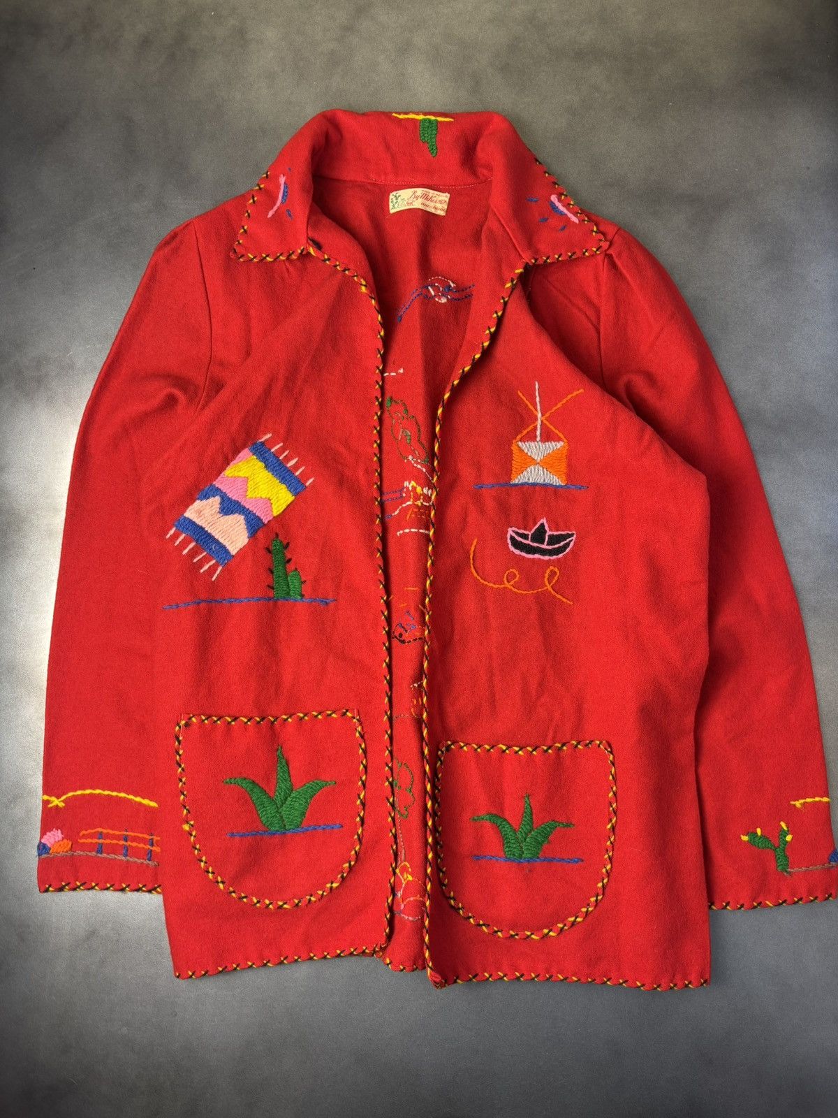 Vintage 1940s Mexican Wool Jacket 1950s Vintage Embroidered By Mikes Size M / US 6-8 / IT 42-44 - 2 Thumbnail