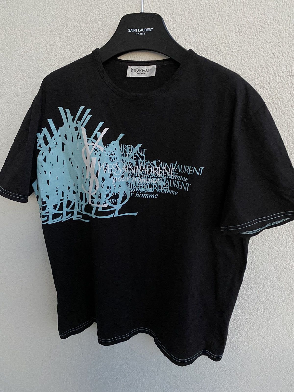 Yves Saint Laurent Black YSL T-shirt Big Logo Size US M / EU 48-50 / 2 - 6 Thumbnail