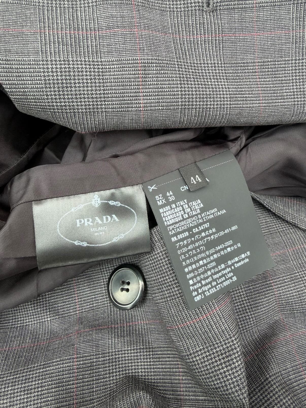Prada Prada Prince Of Wales Check-Print Belted Blazer Gray Size M / US 6-8 / IT 42-44 - 5 Thumbnail