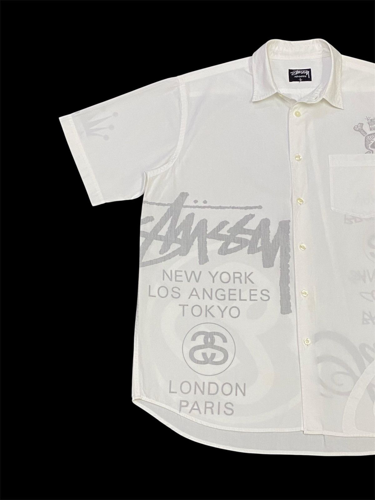 Stussy Stussy New York Printed Upside Down Button Ups Shirt Size US L / EU 52-54 / 3 - 9 Thumbnail