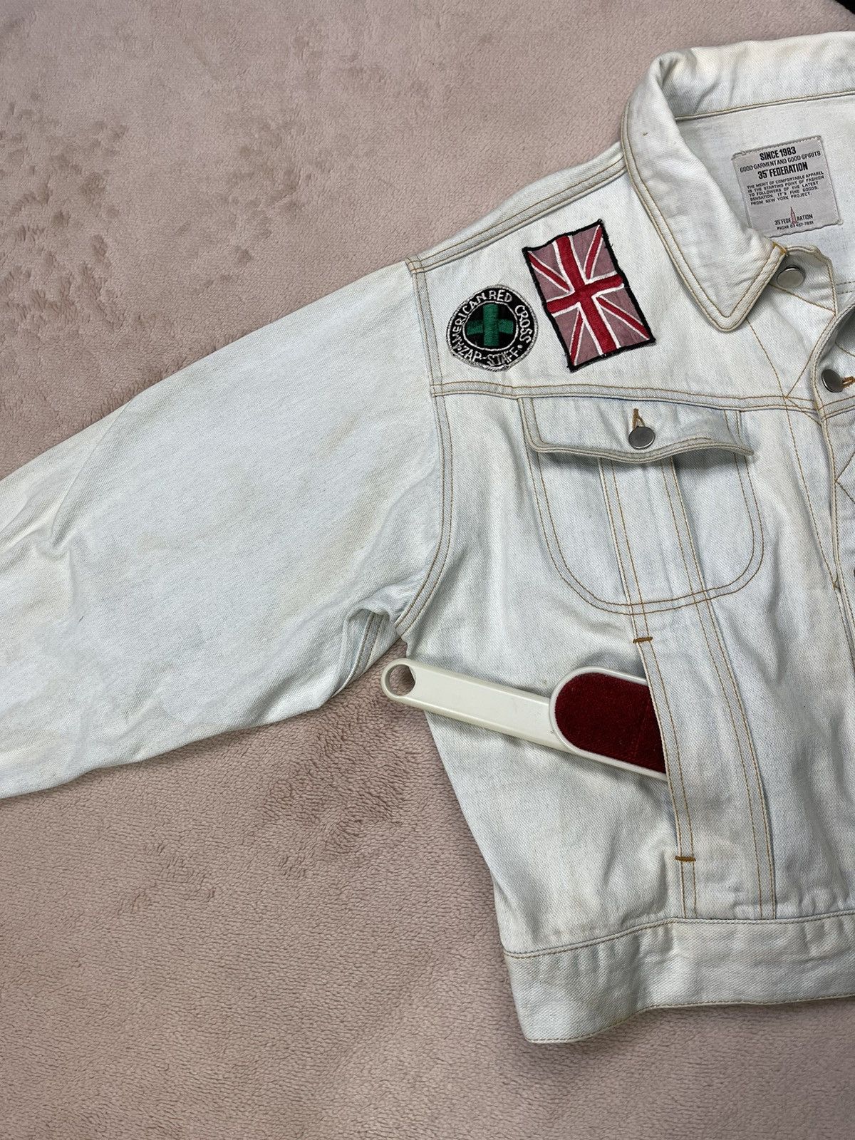 Japanese Brand 35 FEDERATION Patches Washed Denim Jackets Size US L / EU 52-54 / 3 - 6 Thumbnail