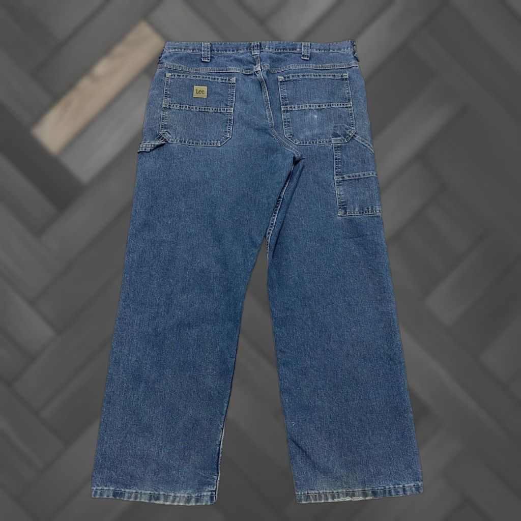 Lee Lee Carpenter Jeans Men 38x30 Denim Distressed Carpenter Workwear Blue Relaxed Straight Wide Leg Jeans Roundup Size US 38 / EU 54 - 1 Thumbnail