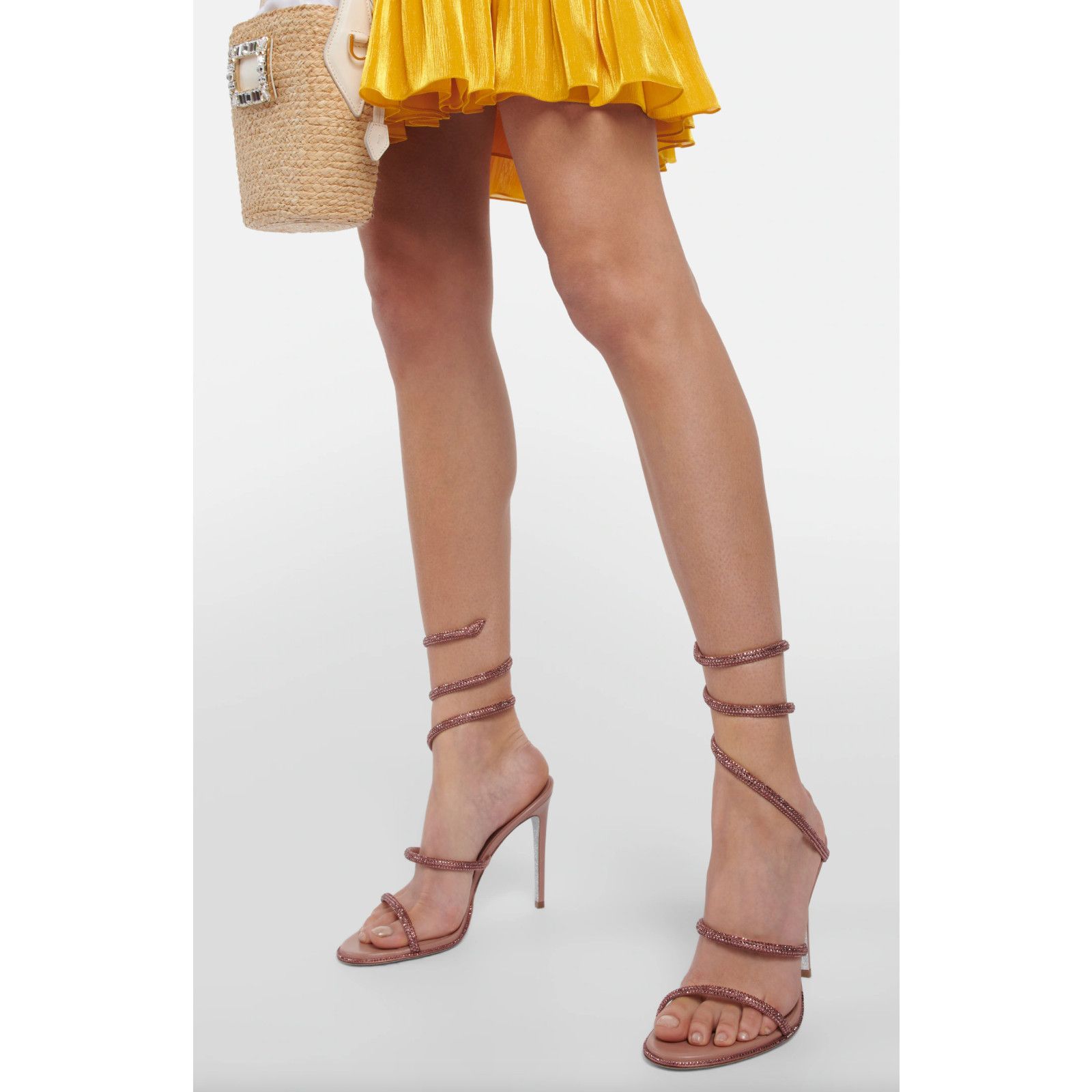 Rene Caovilla Margot Crystal Snake Ankle Wrap Strap Sandal Heel Pump 38.5 Size US 8.5 / IT 38.5 - 4 Thumbnail