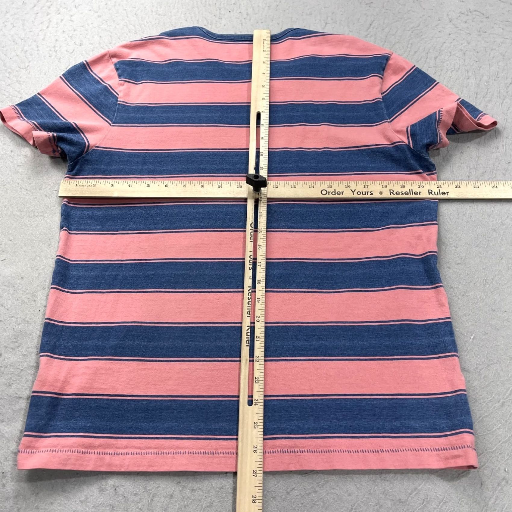 Wallace & Barnes Wallace and Barnes Shirt Mens Medium Pink Blue Indigo Dye Pocket Tee Striped Size US M / EU 48-50 / 2 - 6 Thumbnail