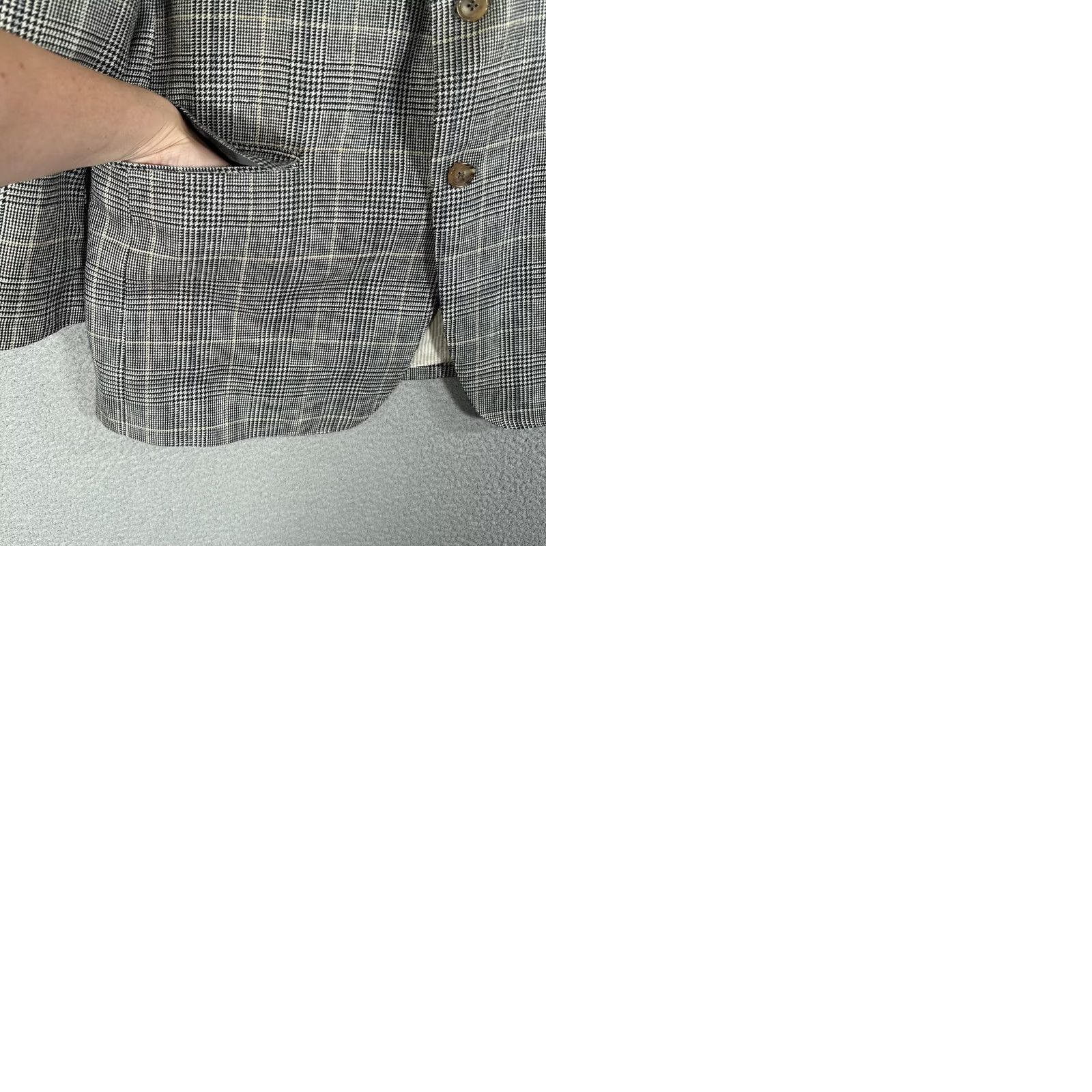 Vintage Hickey Freeman Sport Coat Jacket Gray Glen Plaid 2 Button Custom MTM E THOMAS Italy Wool Silk Linen 43 Regular Mens Jacket Coat Size US XS / EU 42 / 0 - 11 Thumbnail