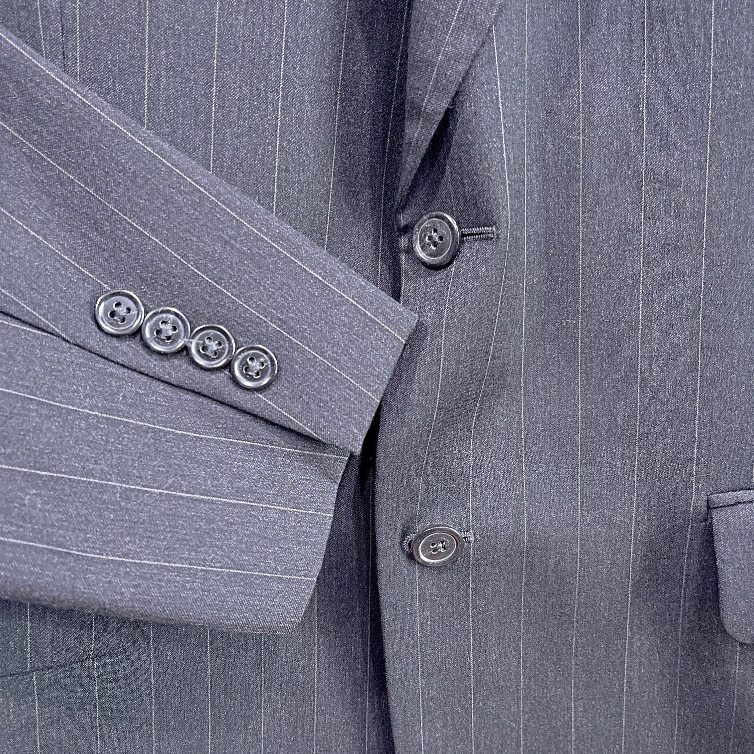 Jos. A. Bank Jos A Bank Wool Stripe 2 Piece Suit Gray Two Mens 41R 35x31 Size 40R - 4 Thumbnail