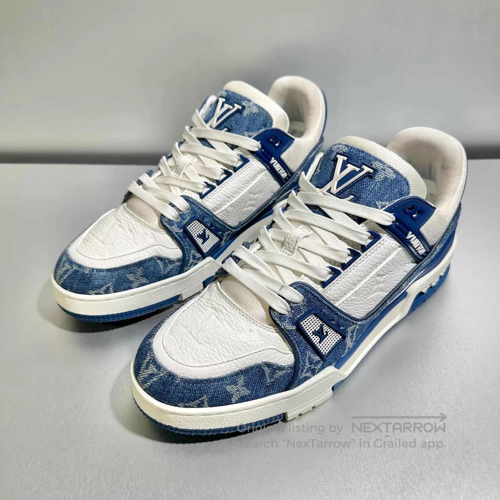 Louis Vuitton Blue Low-Top Sneakers with Denim Accents. Size US 8 / EU 41 - 1 Thumbnail