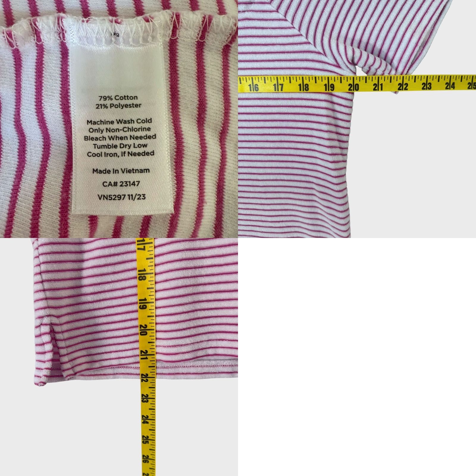 Talbots VINTAGE T By Talbots French Terry Striped T-Shirt Pink & White Women’s Size Medium Size M / US 6-8 / IT 42-44 - 8 Thumbnail