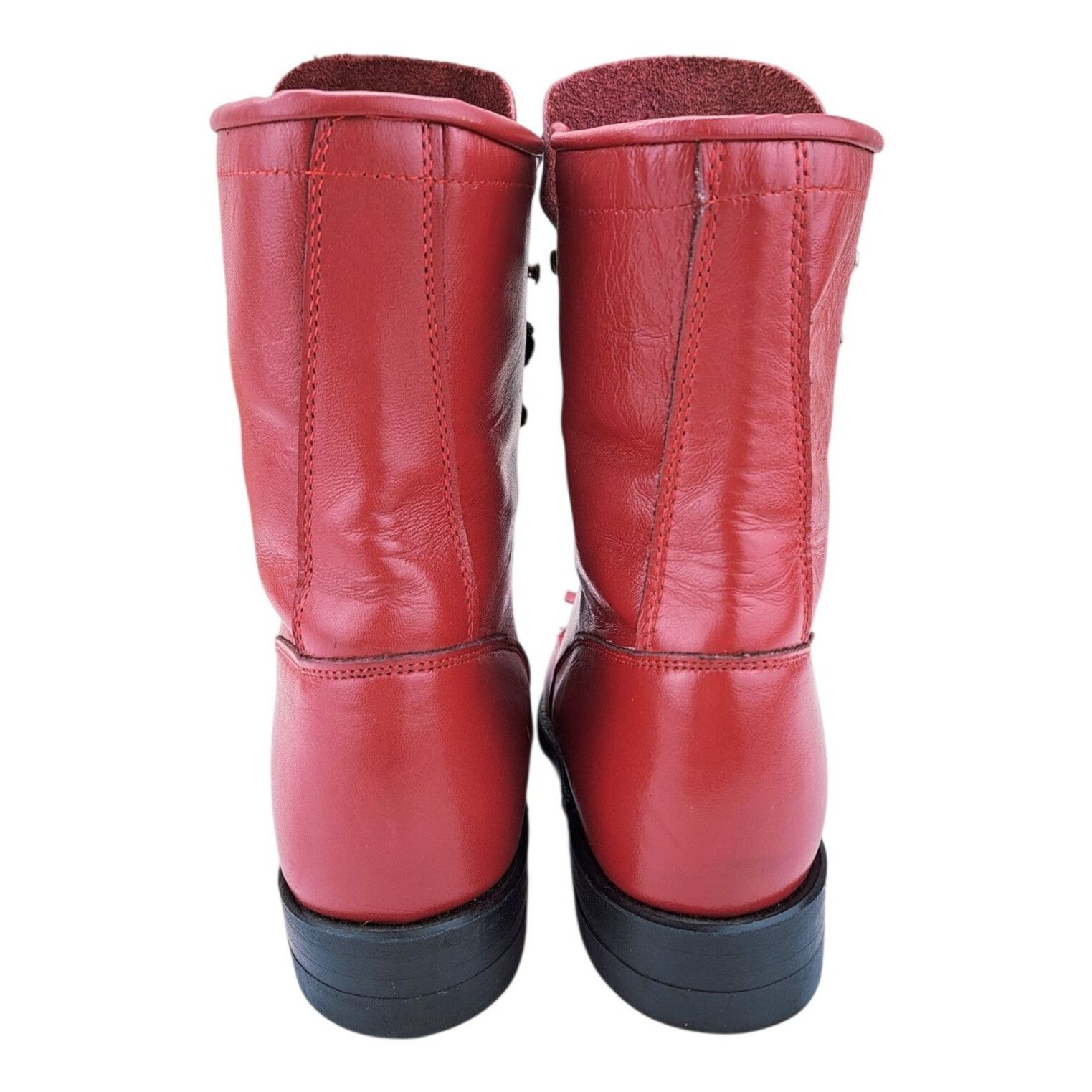 Justin Justin Women Red Leather Lace Up Roper Boots Size 5C Kiltie Size US 5 / IT 35 - 5 Thumbnail