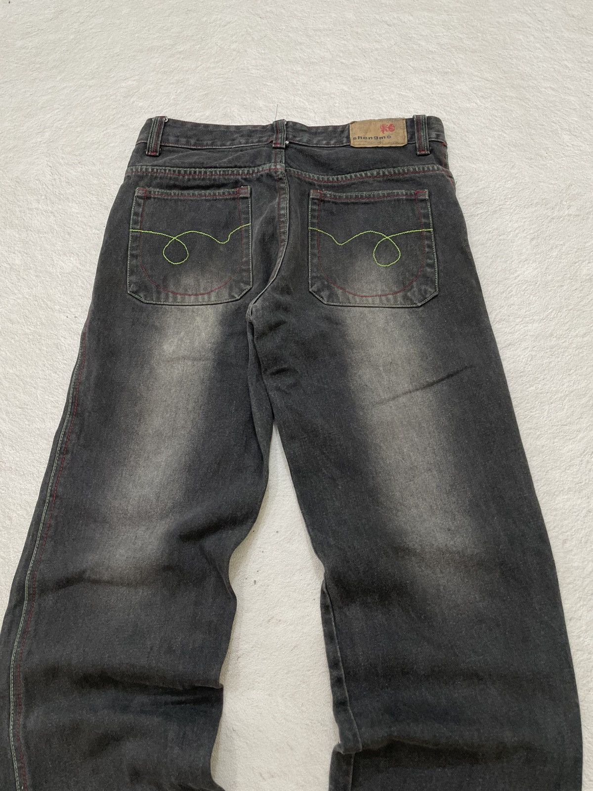 Japanese Brand 2000s Sheng Graphic Denim Wash Black Jeans Japan Y2K Size US 31 - 7 Thumbnail