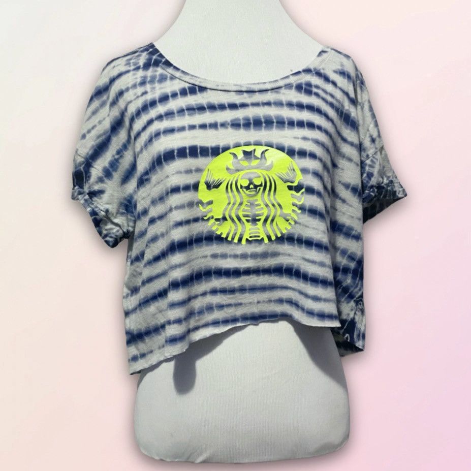 DKNY DKNY, Neon Creepy Skeleton, Tie Dye, Raw Hem, Cropped Tee Size M / US 6-8 / IT 42-44 - 2 Thumbnail