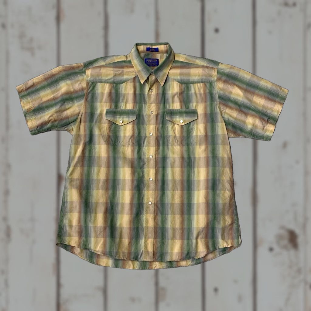 Pendleton Pendleton Shirt Mens XL Green Cotton Pearl Snap Button-Up Western Wear Solid Long Sleeve Size US XL / EU 56 / 4 - 1 Thumbnail