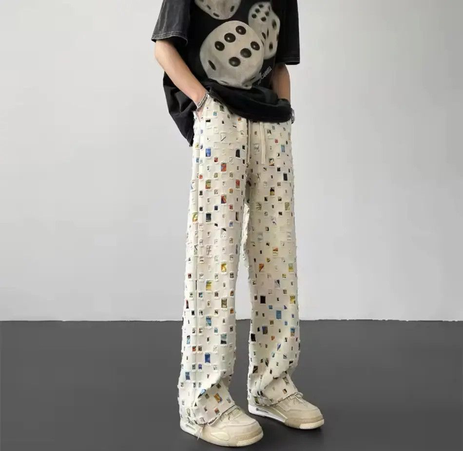 Japanese Brand Streetwear Design Colored Hip Hop Hole Pants Size US 30 / EU 46 - 1 Thumbnail