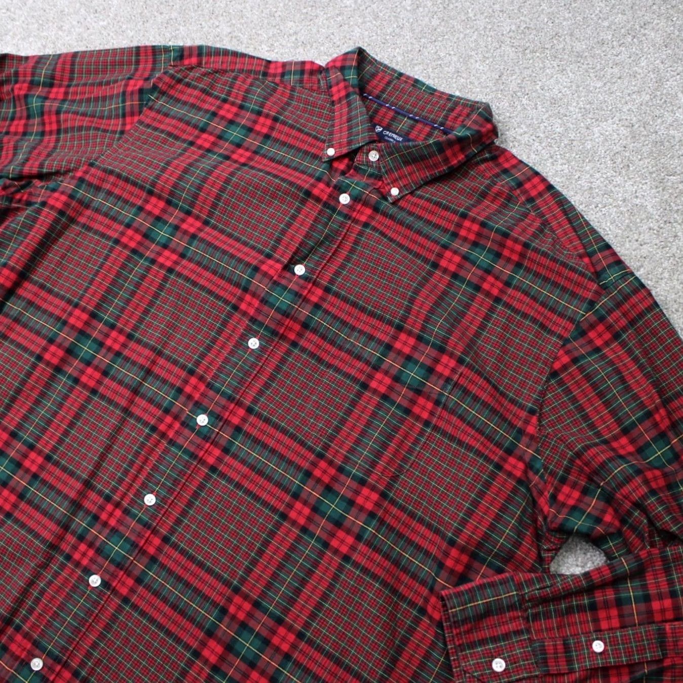 Cremieux Cremieux Classics Shirt Mens 3XB Red/Green Plaid 100% Cotton Long Sleeve Button-Up Big & Tall Mens Clothing Regular Fit Vintage: No Size US XXL / EU 58 / 5 - 3 Thumbnail