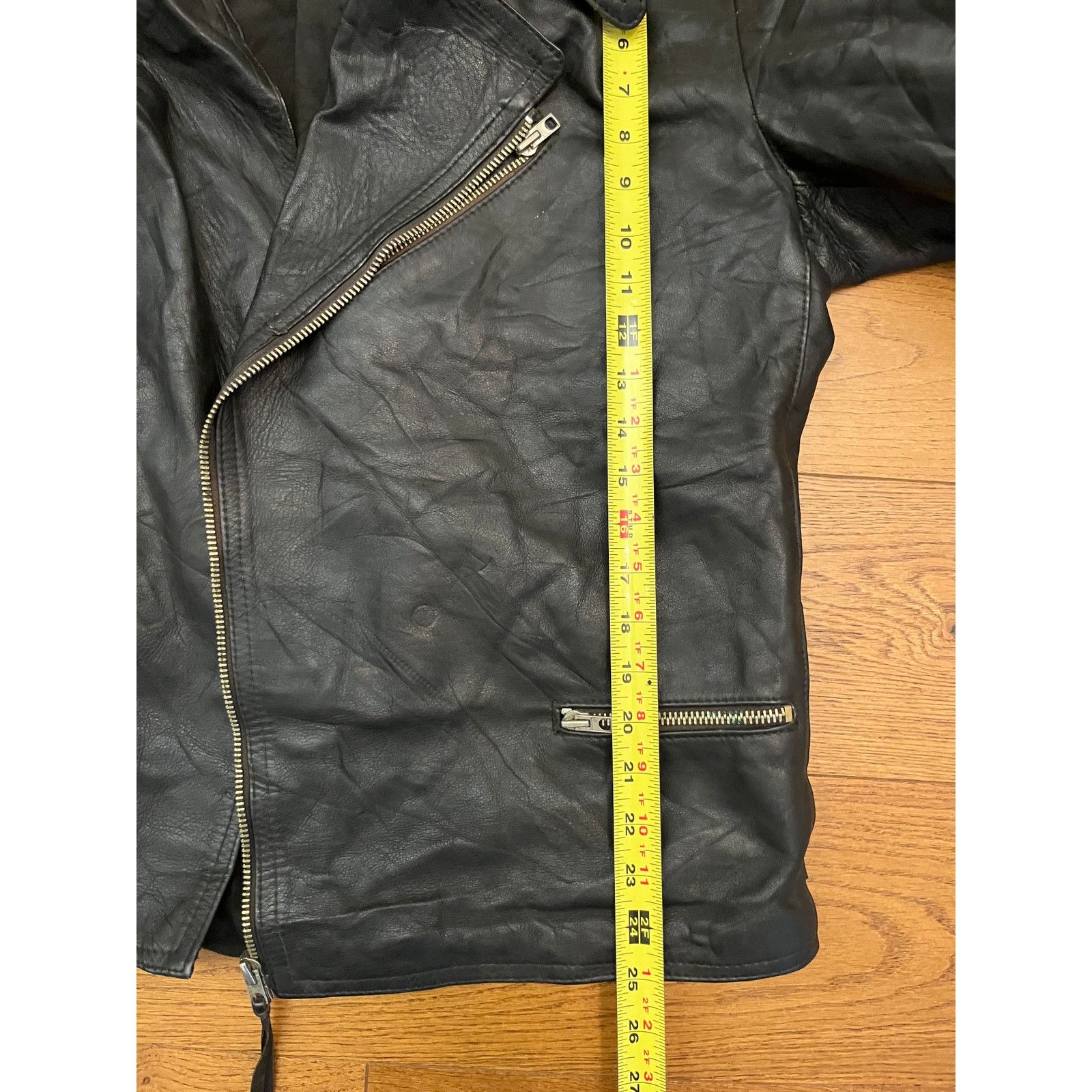 Vintage Vtg 90s Distressed Padded Elbow Leather Biker Jacket Sz 94 Size US L / EU 52-54 / 3 - 11 Thumbnail