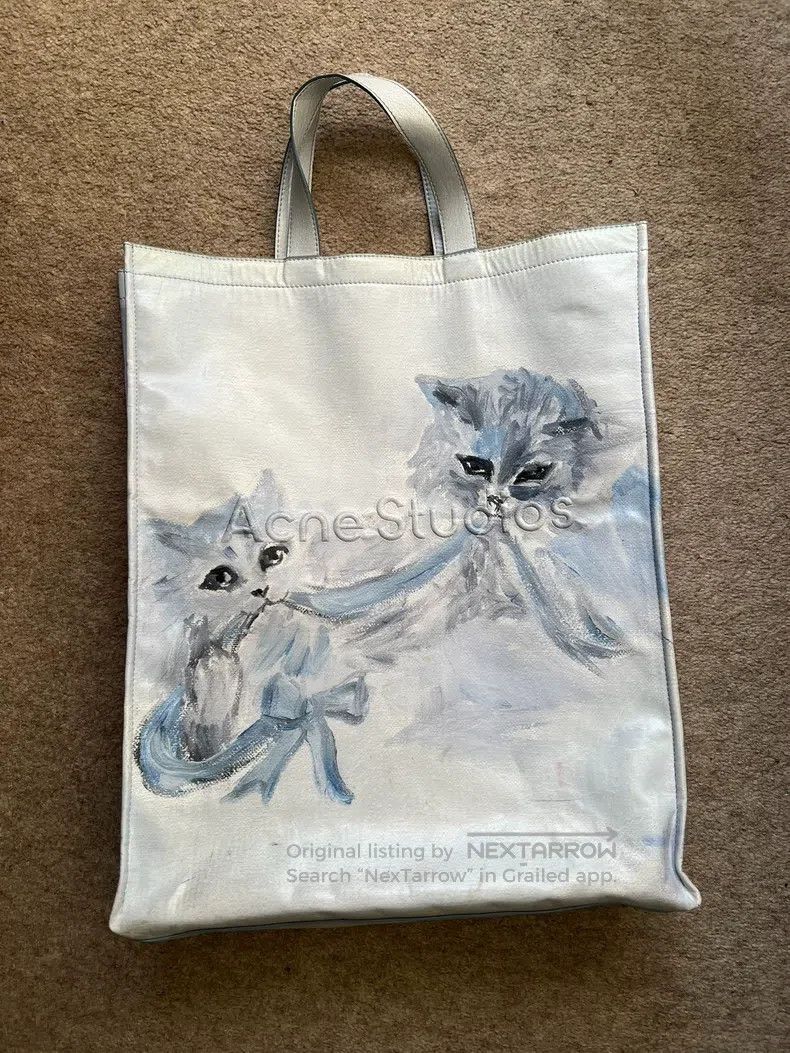 Acne Studios Acne Studios Cat Painting Coated Leather Handbag Size ONE SIZE - 1 Thumbnail
