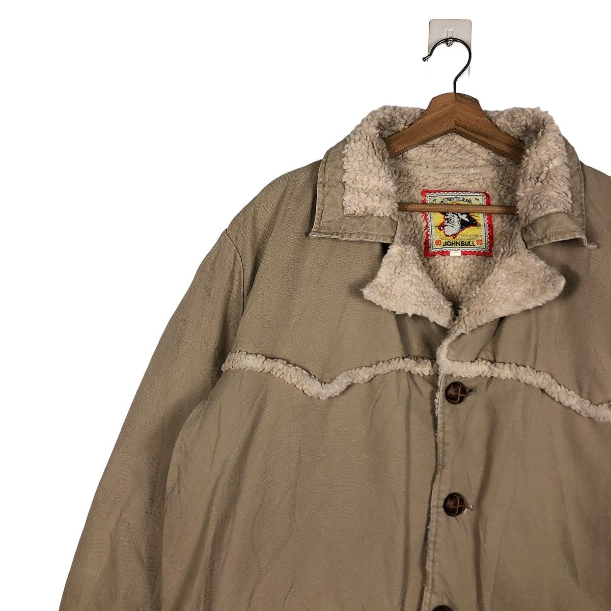 Johnbull 🔥VINTAGE BIKER SHEARLING JACKET DOUBLE COLLAR JOHN BULL Size US M / EU 48-50 / 2 - 9 Thumbnail