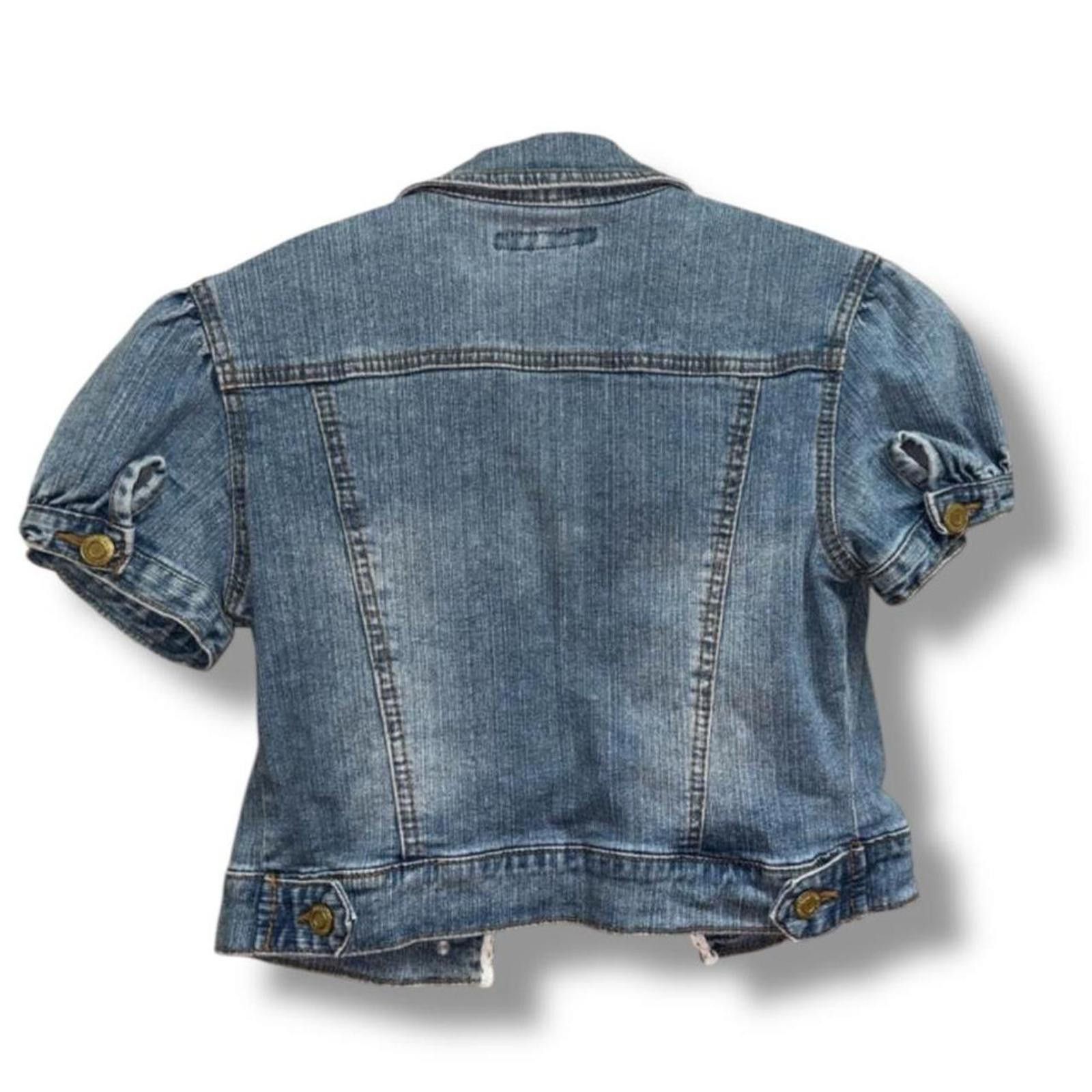 Other Y2K coquette cropped denim short sleeve jacket Size XS / US 0-2 / IT 36-38 - 2 Thumbnail