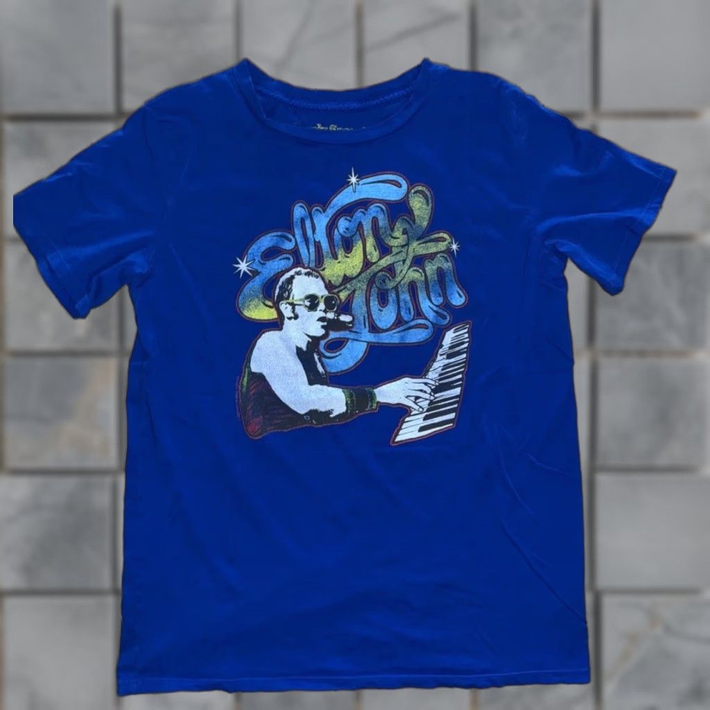 Vintage VINTAGE Rowdy Sprout Elton John T-Shirt Blue L Mens Regular Size Large Shirts 19x26.5 Size US L / EU 52-54 / 3 - 1 Thumbnail